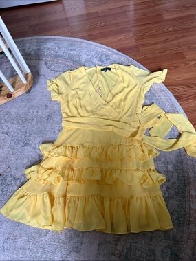 Lulus Yellow Ruffle Wrap Dress - Women